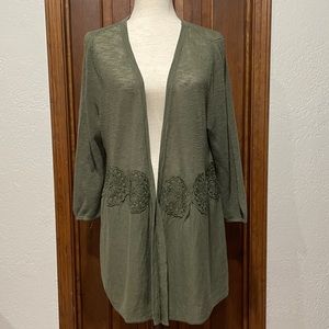 NWT Lane Bryant Light Weight Olive Open Cardigan 14/16